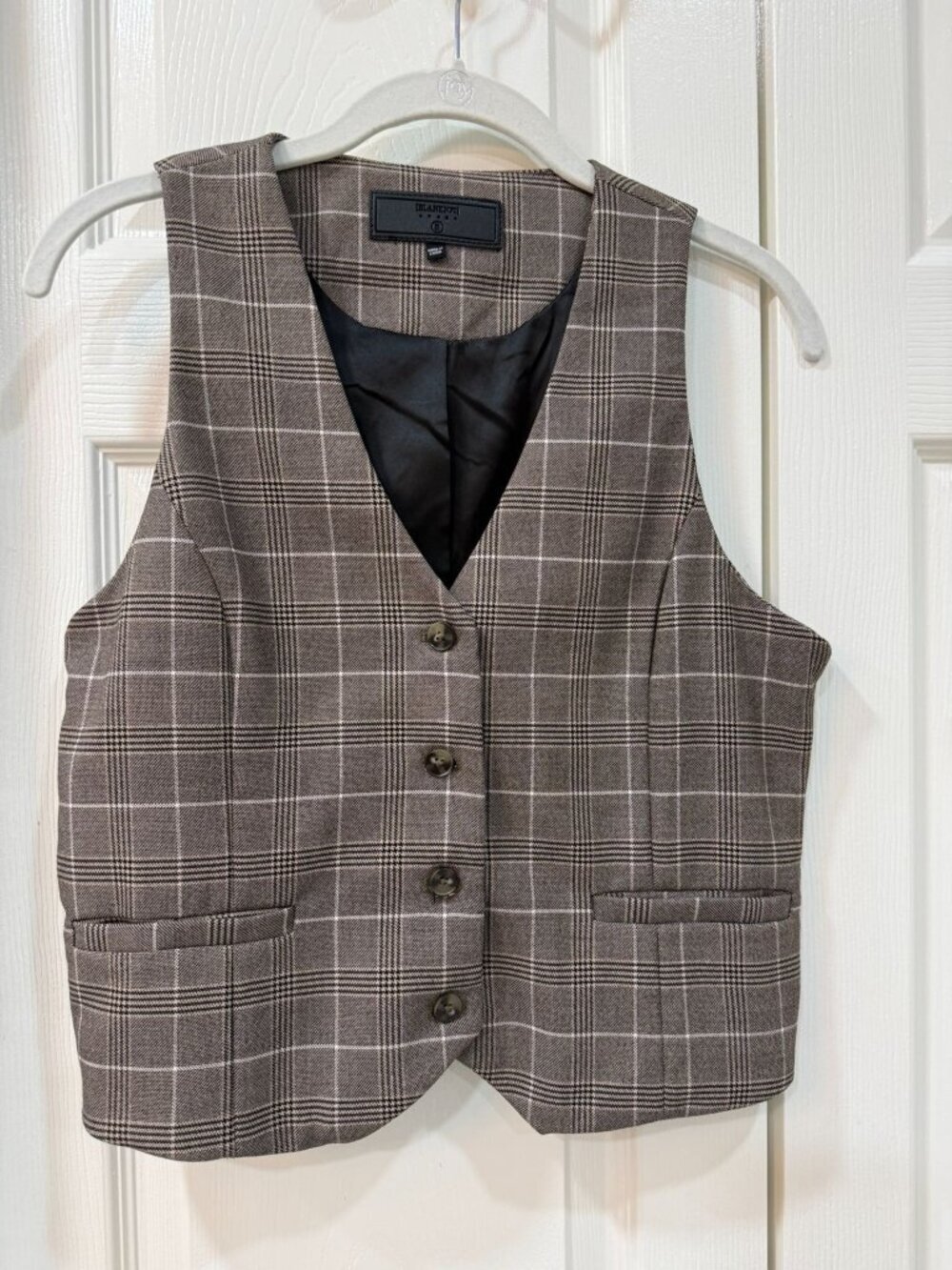 BlankNYC NWOT "Plot Twist" Glen Plaid Button-Down Vest in Small